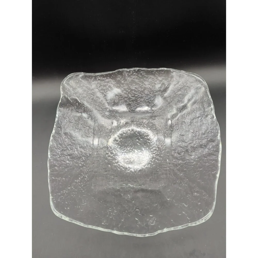 Crate & Barrel Orion Square Textured Glass Serving Bowl 12